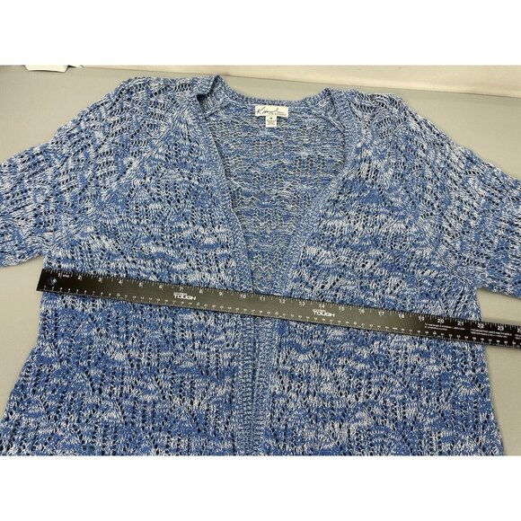 Kim Rogers Cardigan Sweater Open Front Crochet Knit 3/4 Sleeve Blue Womens 1X - Picture 10 of 10